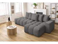 Kampinė sofa MONT-BLANC, tamsiai pilka svetainės interjere