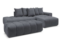 Kampinė sofa MONT-BLANC su pufu, veliūras, tamsiai pilka detalės vaizdas