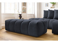 Kampinė sofa MONT-BLANC su pufu, veliūras, tamsiai mėlyna su pufu
