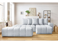 Kampinė sofa MONT-BLANC su pufu, veliūras, šviesiai pilka kampinis vaizdas