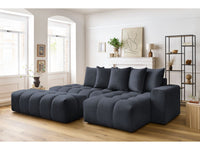 Kampinė sofa MONT-BLANC su pufu, veliūras, tamsiai mėlyna vaizdas iš priekio