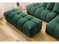Kampinė sofa su pufu MONT-BLANC, veliūras, žalia su pagalvėlėmis