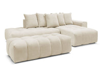 Kampinė sofa su pufu MONT-BLANC, veliūras, smėlinė detalės vaizdas