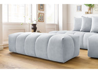 Kampinė sofa MONT-BLANC su pufu, veliūras, šviesiai pilka su pufu