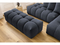 Kampinė sofa MONT-BLANC su pufu, veliūras, tamsiai mėlyna su pagalvėlėmis