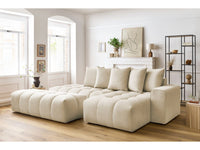 Kampinė sofa su pufu MONT-BLANC, veliūras, smėlinė vaizdas iš priekio