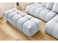 Kampinė sofa MONT-BLANC su pufu, veliūras, šviesiai pilka su pagalvėlėmis