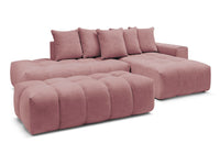 Kampinė sofa su pufu MONT-BLANC, veliūras, rožinė detalės vaizdas