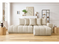 Kampinė sofa MONT-BLANC, veliūras, smėlinė vaizdas iš priekio