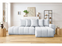 Kampinė sofa MONT-BLANC, veliūras, šviesiai pilka vaizdas iš priekio