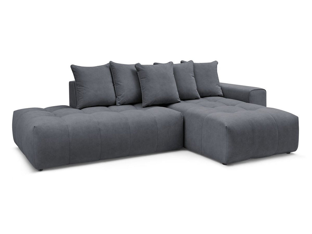 Kampinė sofa MONT-BLANC, veliūras, tamsiai pilka audinio tekstūra