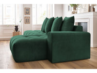 Kampinė sofa MONT-BLANC, veliūras, žalia su pufu