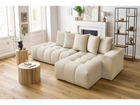 Kampinė sofa MONT-BLANC, veliūras, smėlinė su pagalvėlėmis
