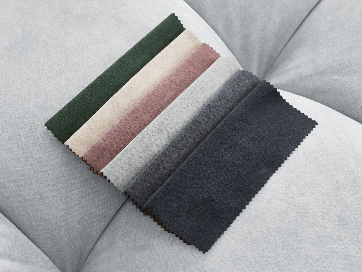 Kampinė sofa MONT-BLANC, veliūras, šviesiai pilka kampinis vaizdas