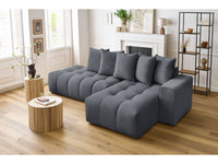 Kampinė sofa MONT-BLANC, veliūras, tamsiai pilka svetainės interjere