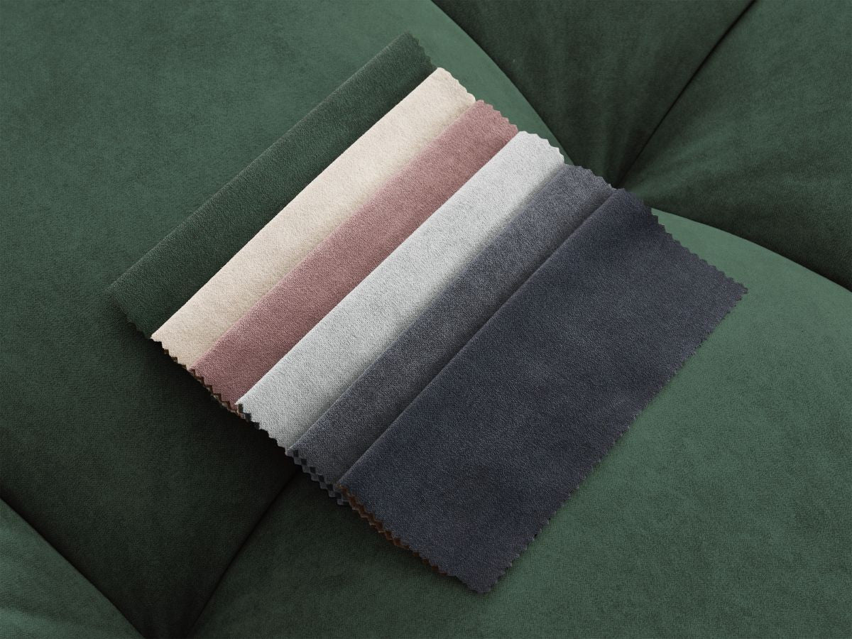 Kampinė sofa MONT-BLANC, veliūras, žalia kampinis vaizdas