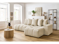 Kampinė sofa MONT-BLANC, veliūras, smėlinė su pufu