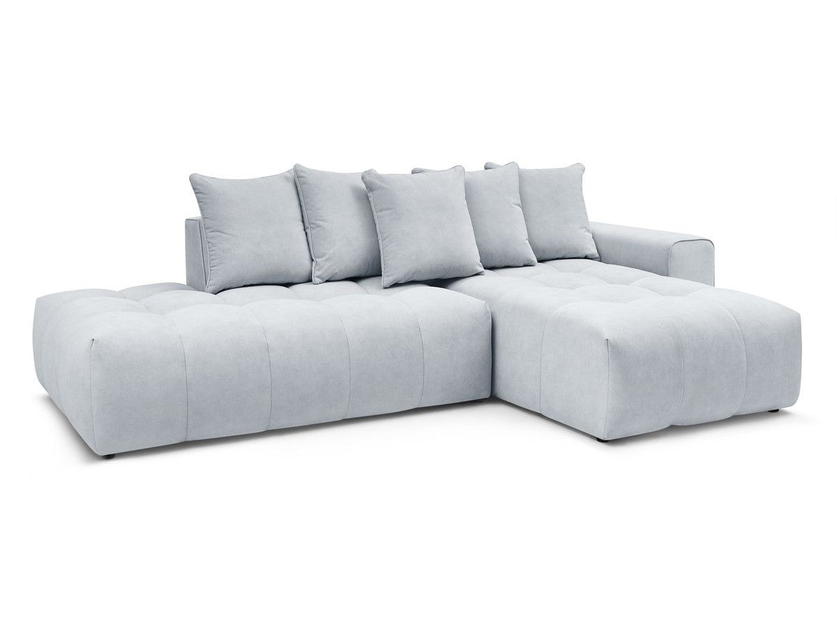 Kampinė sofa MONT-BLANC, veliūras, šviesiai pilka audinio tekstūra