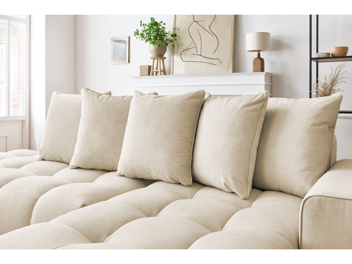 Kampinė sofa MONT-BLANC, veliūras, smėlinė detalės vaizdas