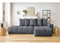 Kampinė sofa MONT-BLANC, veliūras, tamsiai pilka vaizdas iš priekio