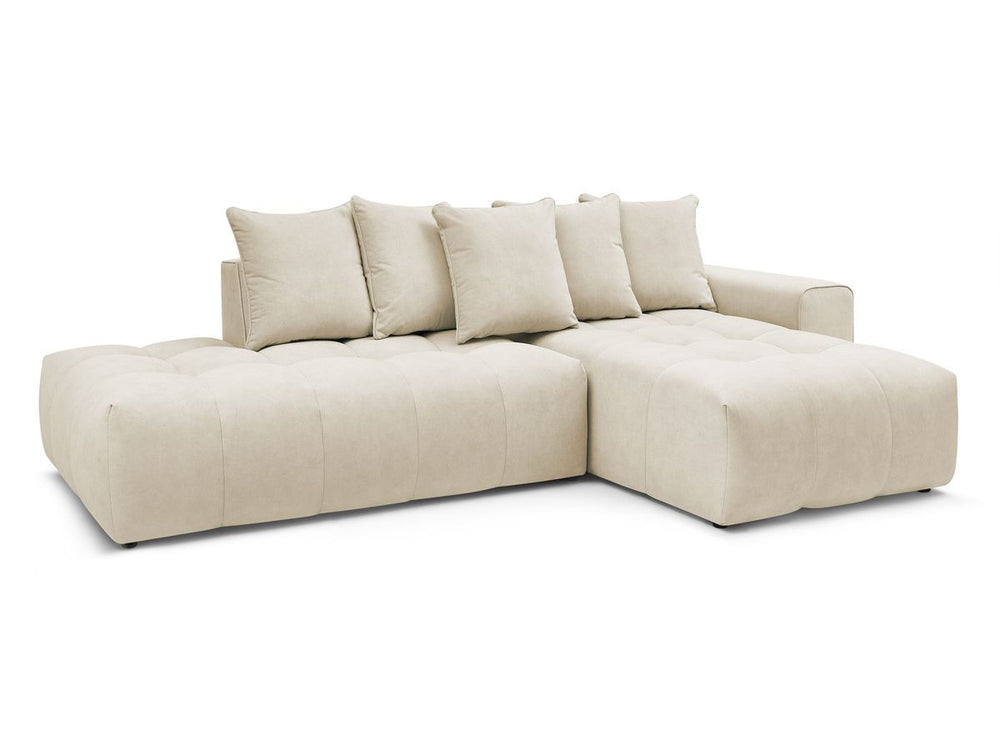 Kampinė sofa MONT-BLANC, veliūras, smėlinė audinio tekstūra