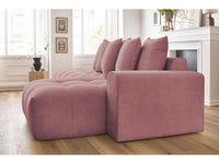 Kampinė sofa MONT-BLANC, veliūras, rožinė su pufu