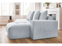 Kampinė sofa MONT-BLANC, veliūras, šviesiai pilka su pufu
