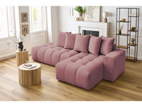 Kampinė sofa MONT-BLANC, veliūras, rožinė svetainės interjere