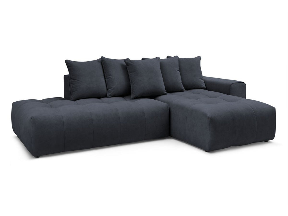 Kampinė sofa MONT-BLANC, veliūras, tamsiai mėlyna audinio tekstūra
