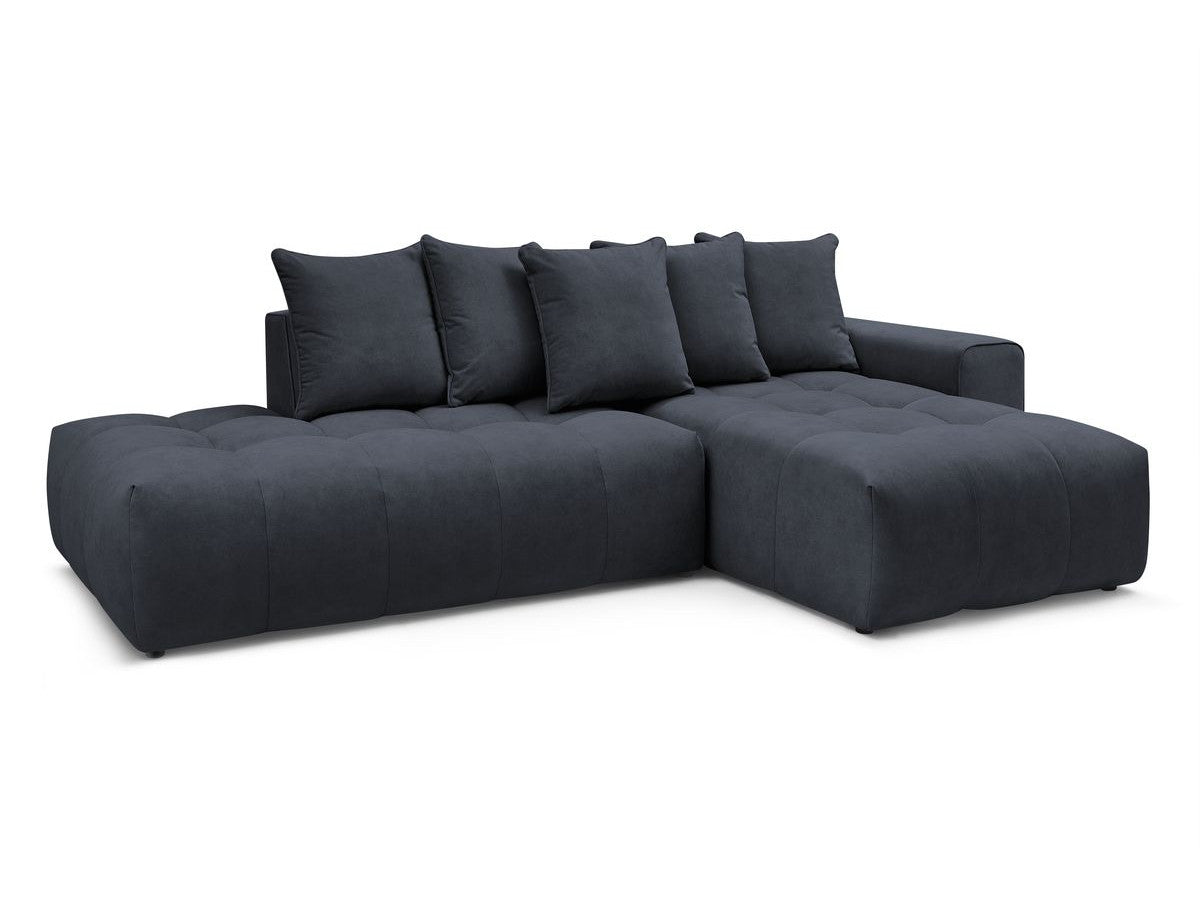 Kampinė sofa MONT-BLANC, veliūras, tamsiai mėlyna audinio tekstūra