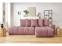Kampinė sofa MONT-BLANC, veliūras, rožinė vaizdas iš priekio