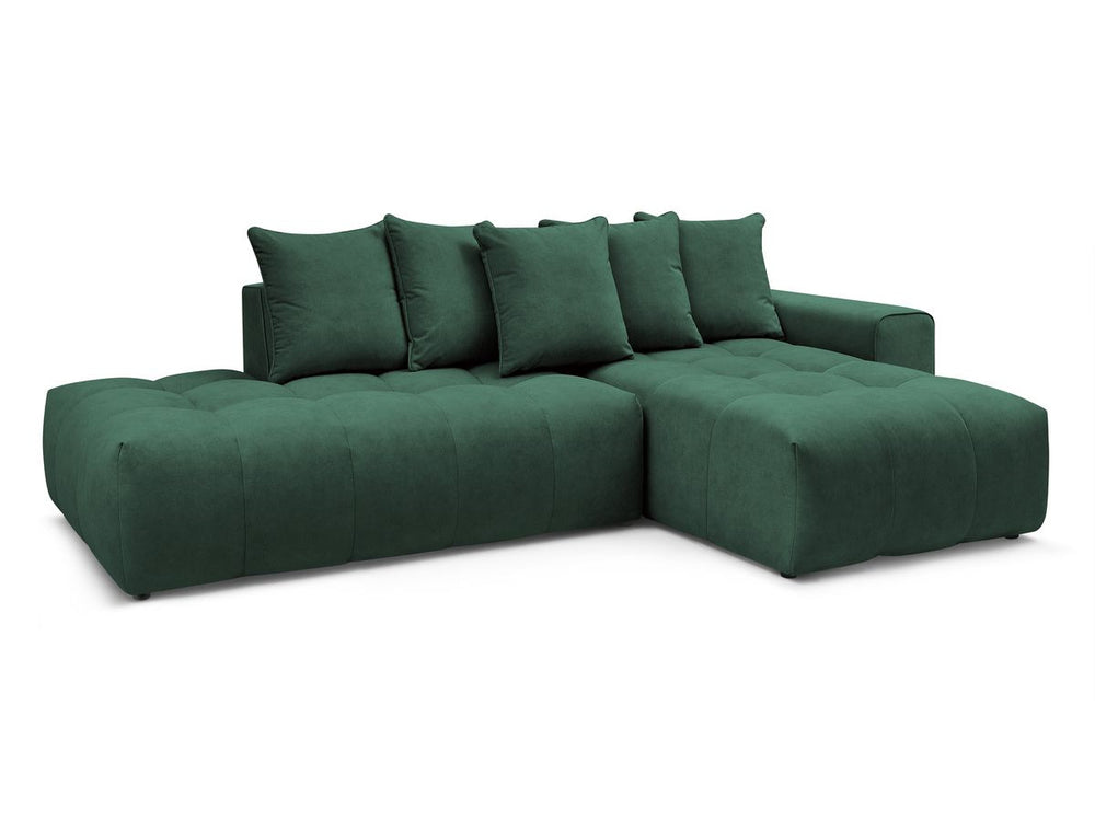 Kampinė sofa MONT-BLANC, veliūras, žalia audinio tekstūra