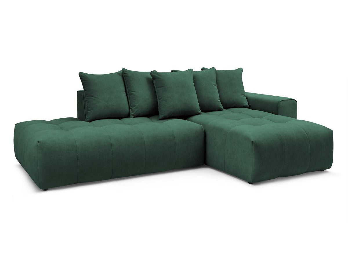 Kampinė sofa MONT-BLANC, veliūras, žalia audinio tekstūra