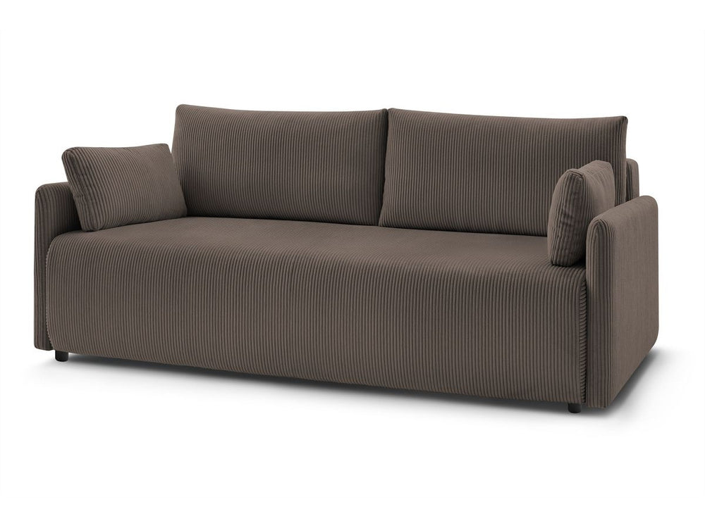 Sofa MARCEL, veliūras, pilkai ruda su pagalvėlėmis