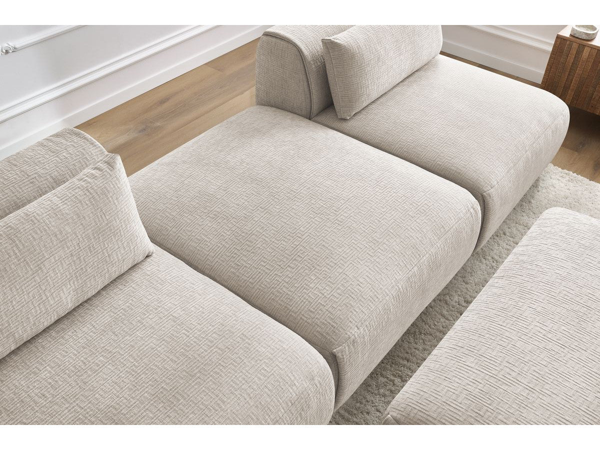 Sofa JEANNE, 3 vietų su pufu, smėlinė vaizdas iš šono