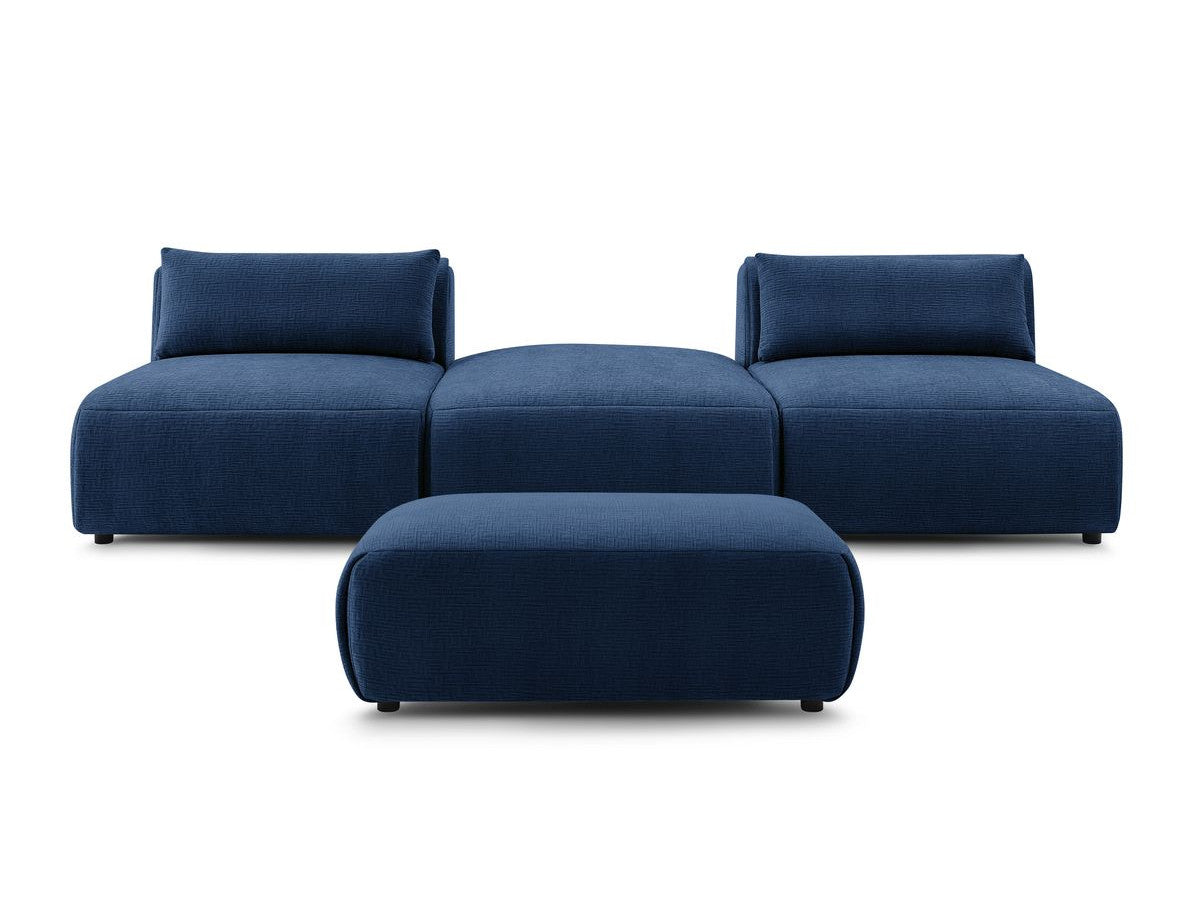 Sofa JEANNE, 3 vietų su pufu, tamsiai mėlyna su pufu