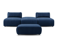 Sofa JEANNE, 3 vietų su pufu, tamsiai mėlyna su pufu