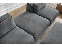 Sofa JEANNE, 3 vietų su pufu, tamsiai pilka vaizdas iš šono