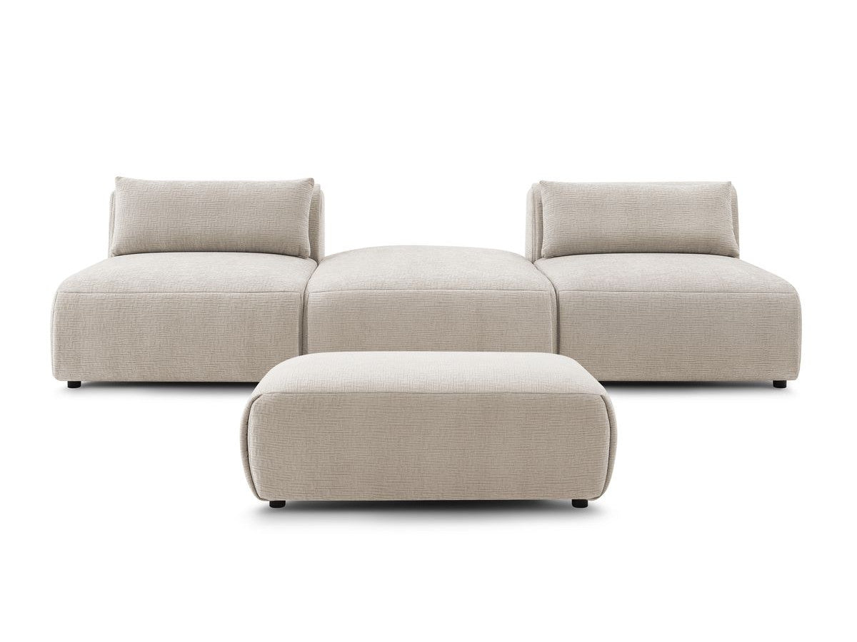 Sofa JEANNE, 3 vietų su pufu, smėlinė su pufu