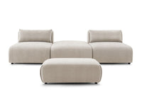 Sofa JEANNE, 3 vietų su pufu, smėlinė su pufu