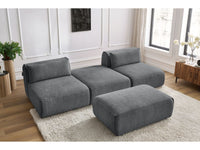 Sofa JEANNE, 3 vietų su pufu, tamsiai pilka vaizdas iš priekio
