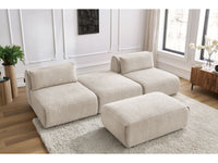 Sofa JEANNE, 3 vietų su pufu, smėlinė vaizdas iš priekio