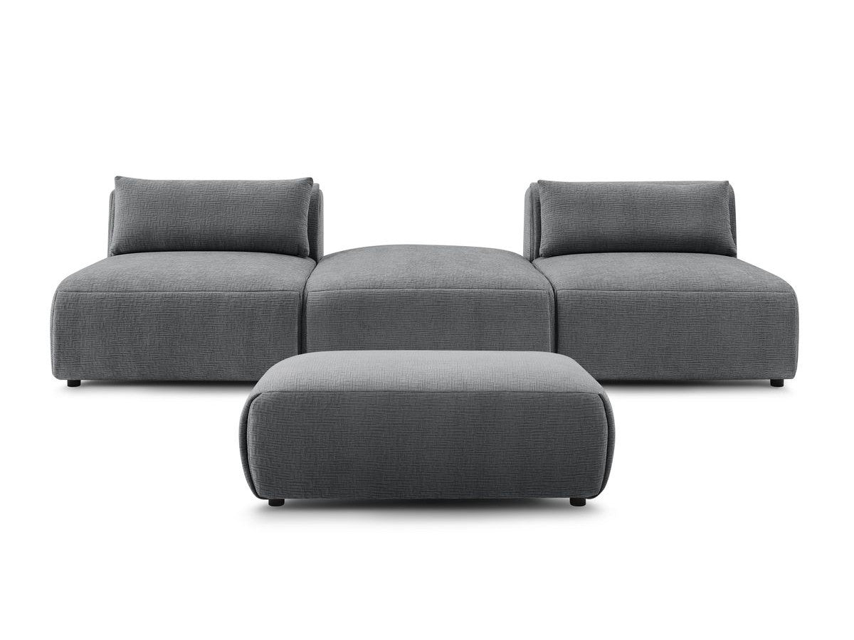 Sofa JEANNE, 3 vietų su pufu, tamsiai pilka su pufu