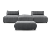 Sofa JEANNE, 3 vietų su pufu, tamsiai pilka su pufu