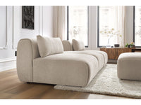 Sofa JEANNE, 3 vietų su pufu, smėlinė svetainės interjere