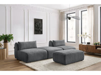 Sofa JEANNE, 3 vietų su pufu, tamsiai pilka kampinis vaizdas