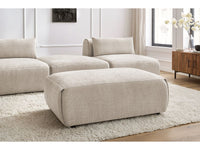 Sofa JEANNE, 3 vietų su pufu, smėlinė moderniame interjere