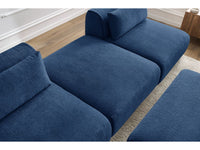 Sofa JEANNE, 3 vietų su pufu, tamsiai mėlyna vaizdas iš šono