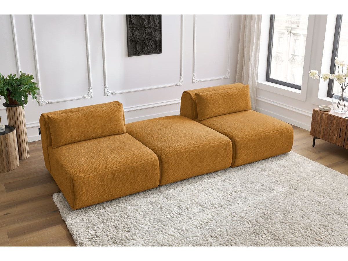 Sofa JEANNE, 3 vietų, geltona vaizdas iš priekio