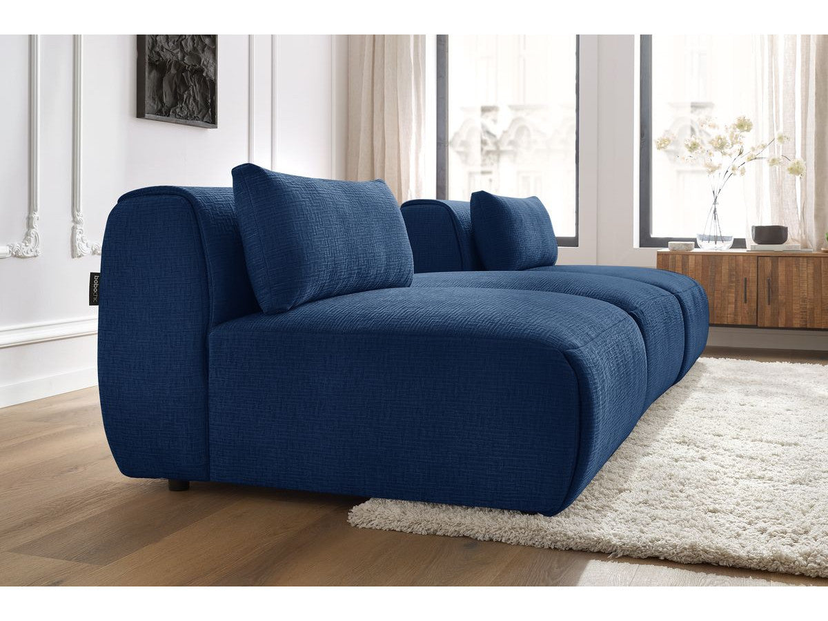 Sofa JEANNE, 3 vietų, tamsiai mėlyna su pufu